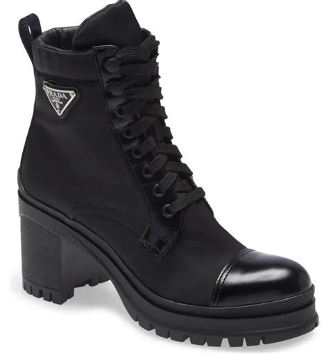 prada block heel combat boot|Prada combat boots with pouches.